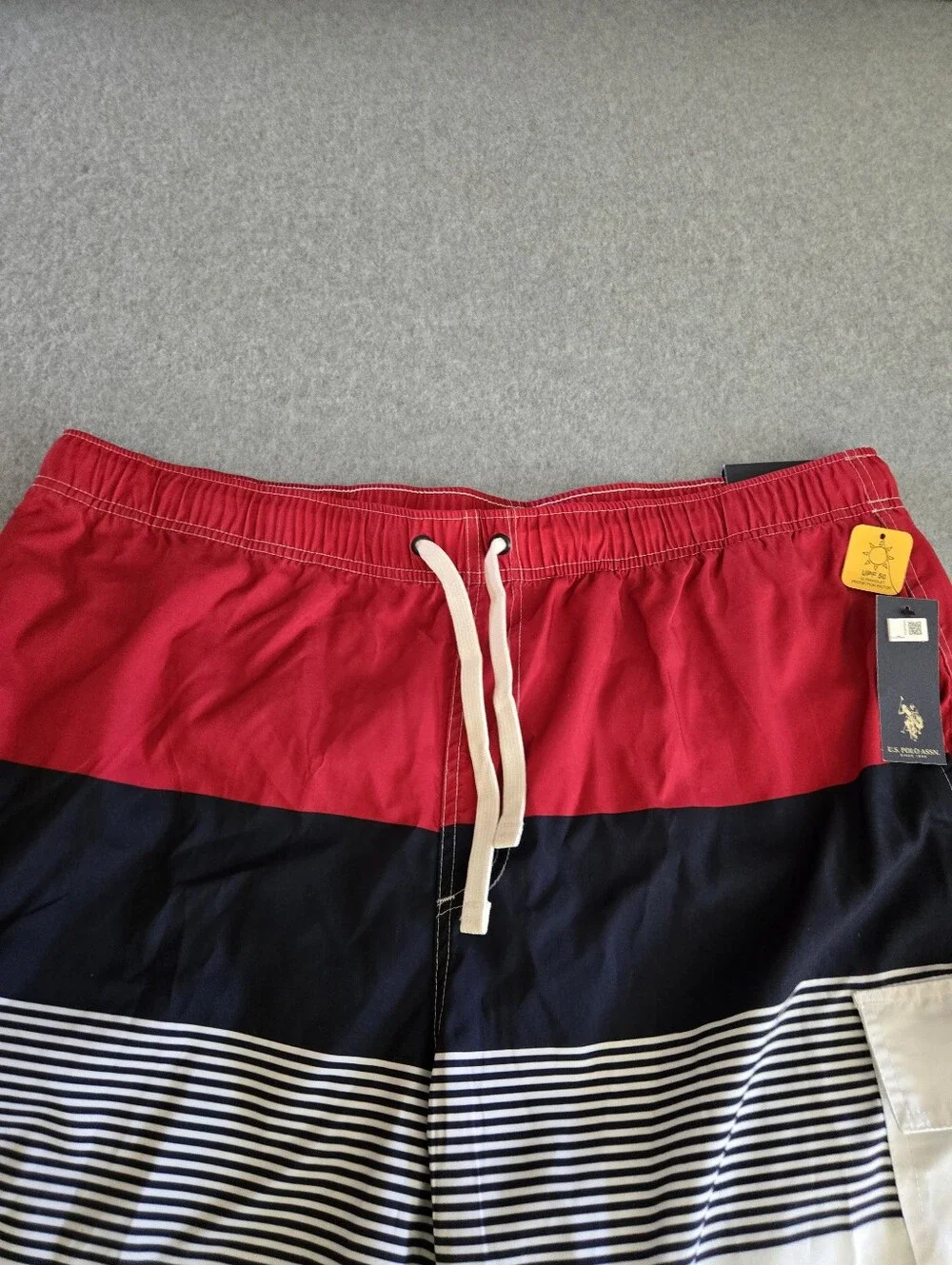 U.S. Polo Assn. - Red / White / Blue Lined Swim Suit Board Shorts - Men 3XL